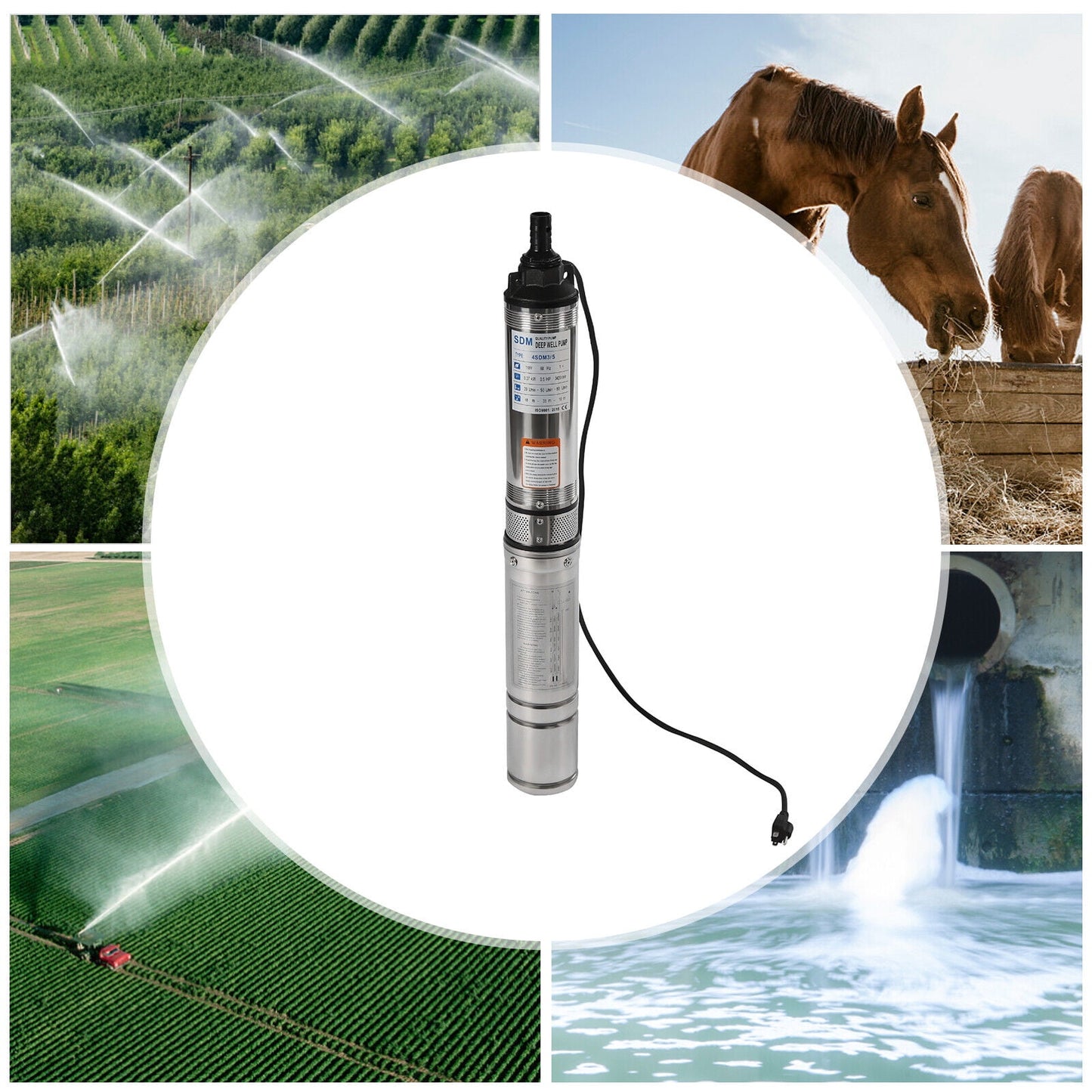 110v Submersible Deep Well Water Pump Stainless Steel Submersible Well Irrigation Pump