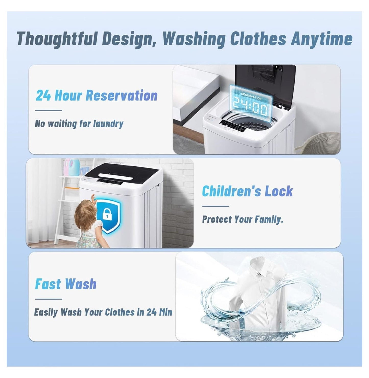 1.34 Cu.Ft Full Automatic Washer and Dryer Combo with Drain Pump, Portable Washing Machine, 10 Wash Program, LED Display, Compact Laundry Washer Spinner for Apartment