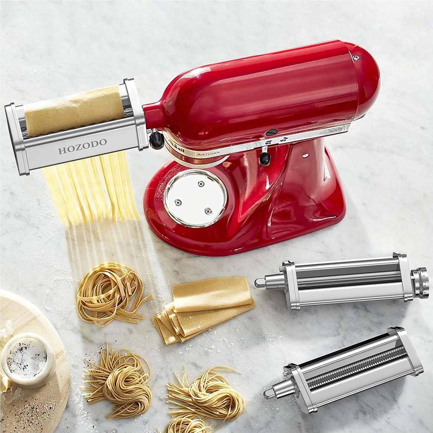 Pasta Attachment for KitchenAid Mixer, Includes Pasta Sheet Roller, Spaghetti Fettuccine Cutter, 3Pcs for Pasta Attachment by HAOFEI