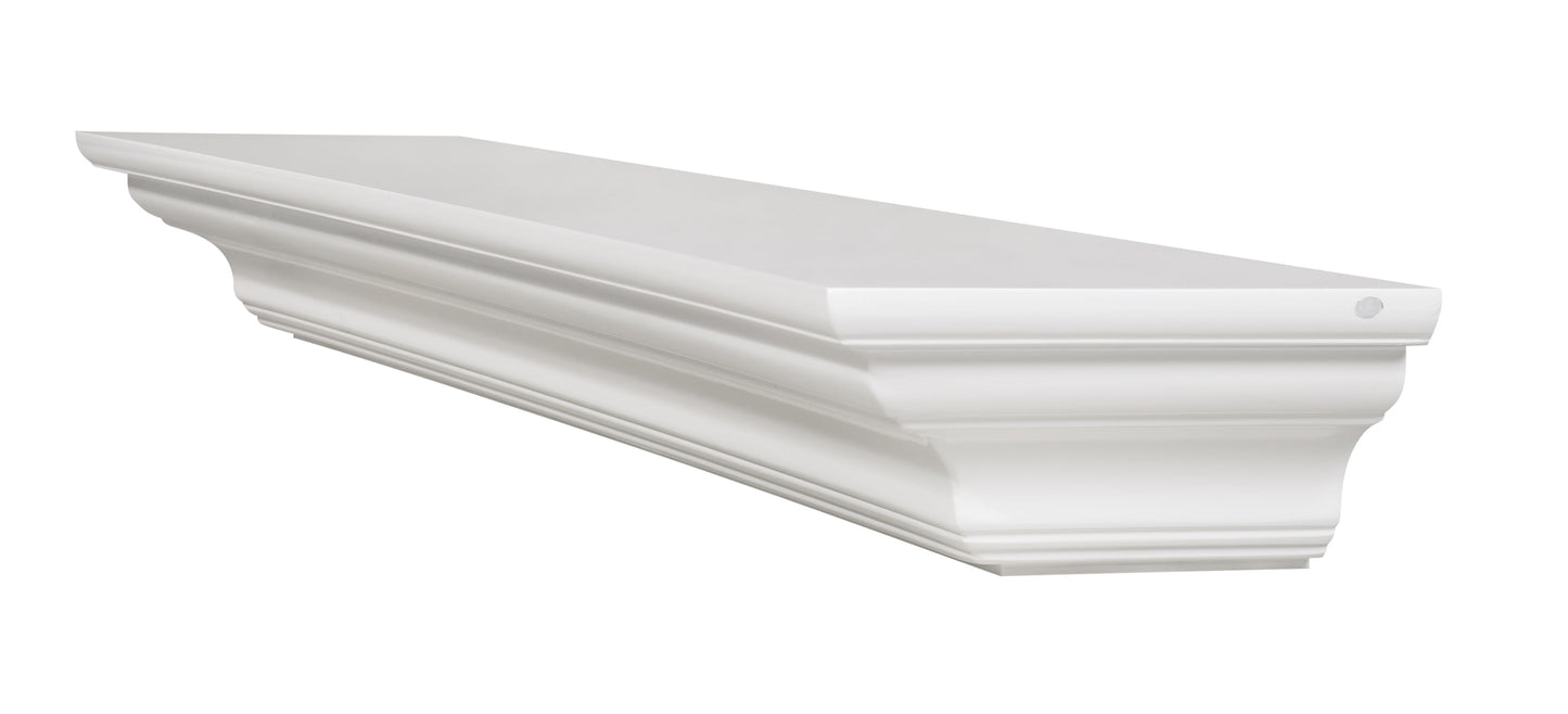 Pearl Mantels Crestwood Clean, Sophisticated Premium White MDF Mantel Shelf, 60'L x 10'D x 5'H, Crisp White Paint