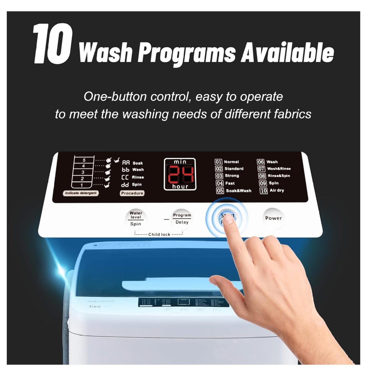 1.04 Cu.Ft Full Automatic Washer and Dryer Combo with Drain Pump, Portable Washing Machine, 10 Wash Program,LED Display,Compact Laundry Washer Spinner for Apartment RV Dorm