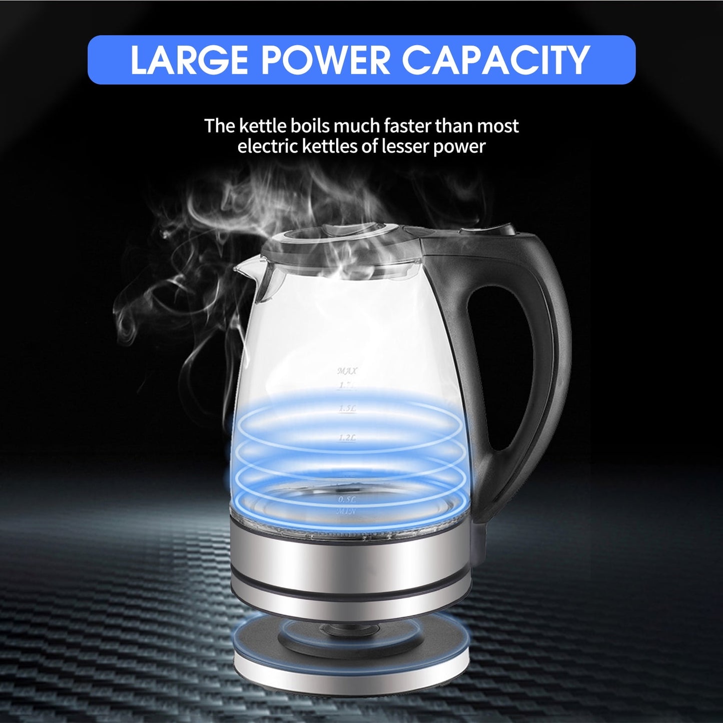 1.7L Electric Kettle 1500W Glass Hot Kettle Fast Heating Electric Tea Kettle Boiler & with Auto Shut-Off