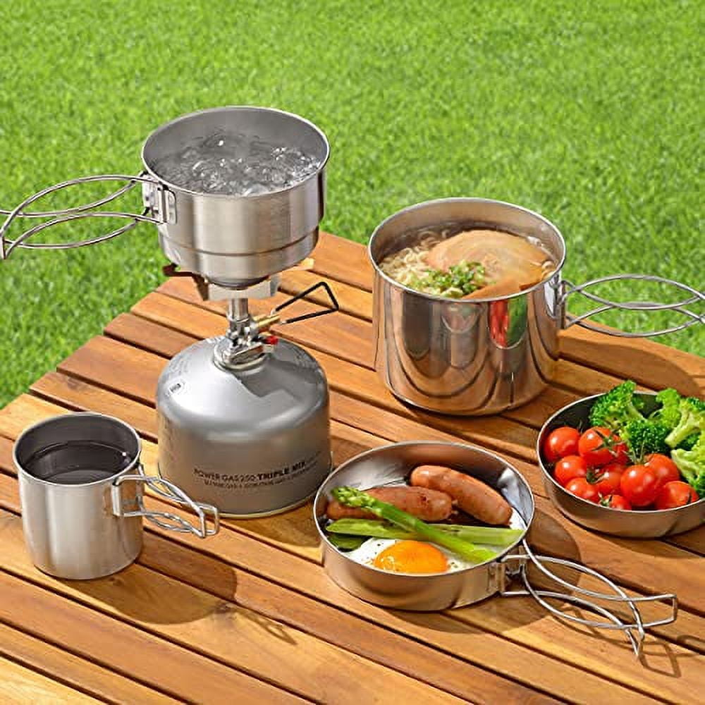 Peace Fraise Made in Japan Cooker set 5 points B Stainless steel camping food Cooked rice Stackable Compact storage MH-1543