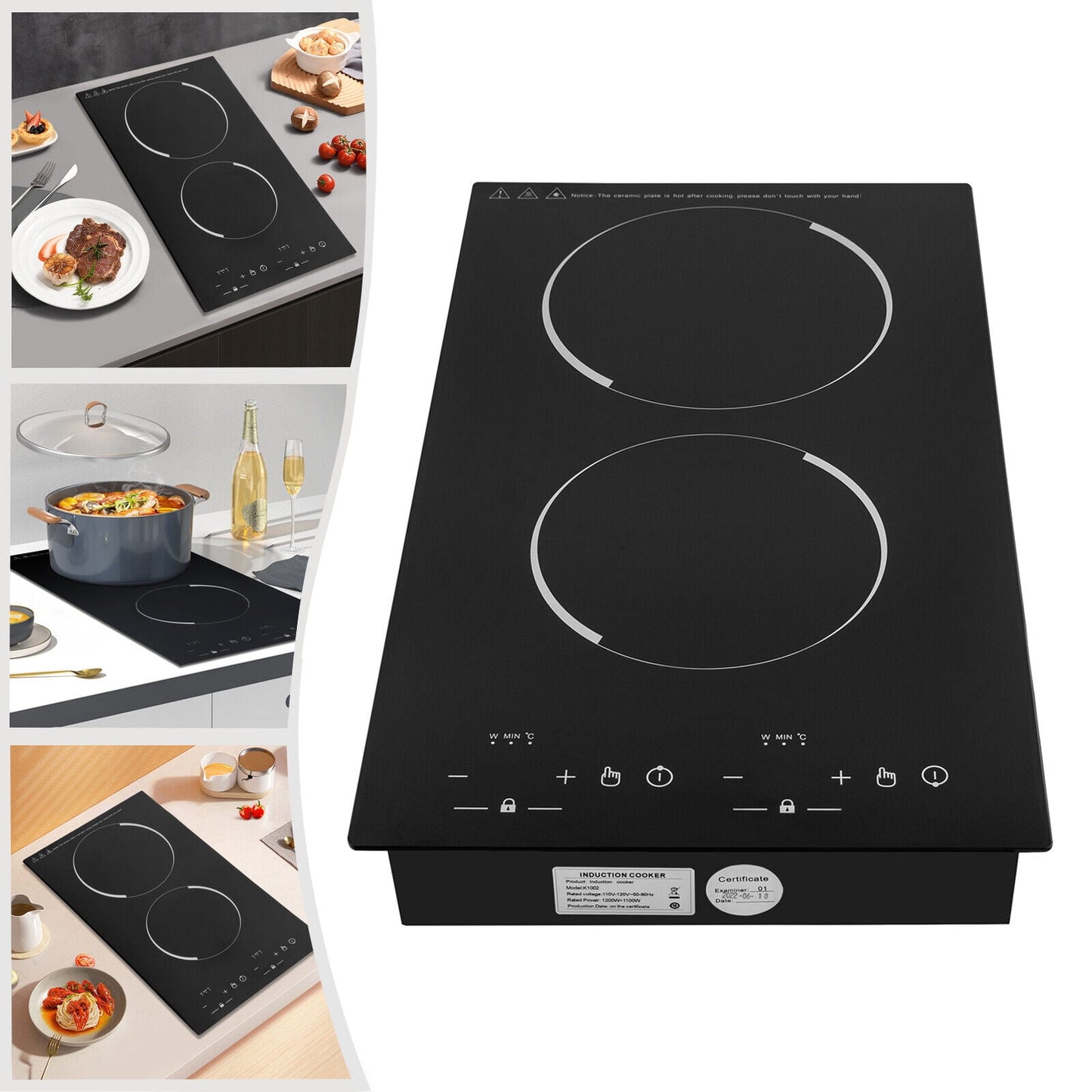 110V Induction Cooktop 2-Burners Electric Countertop Dual Cooker Burner Stove