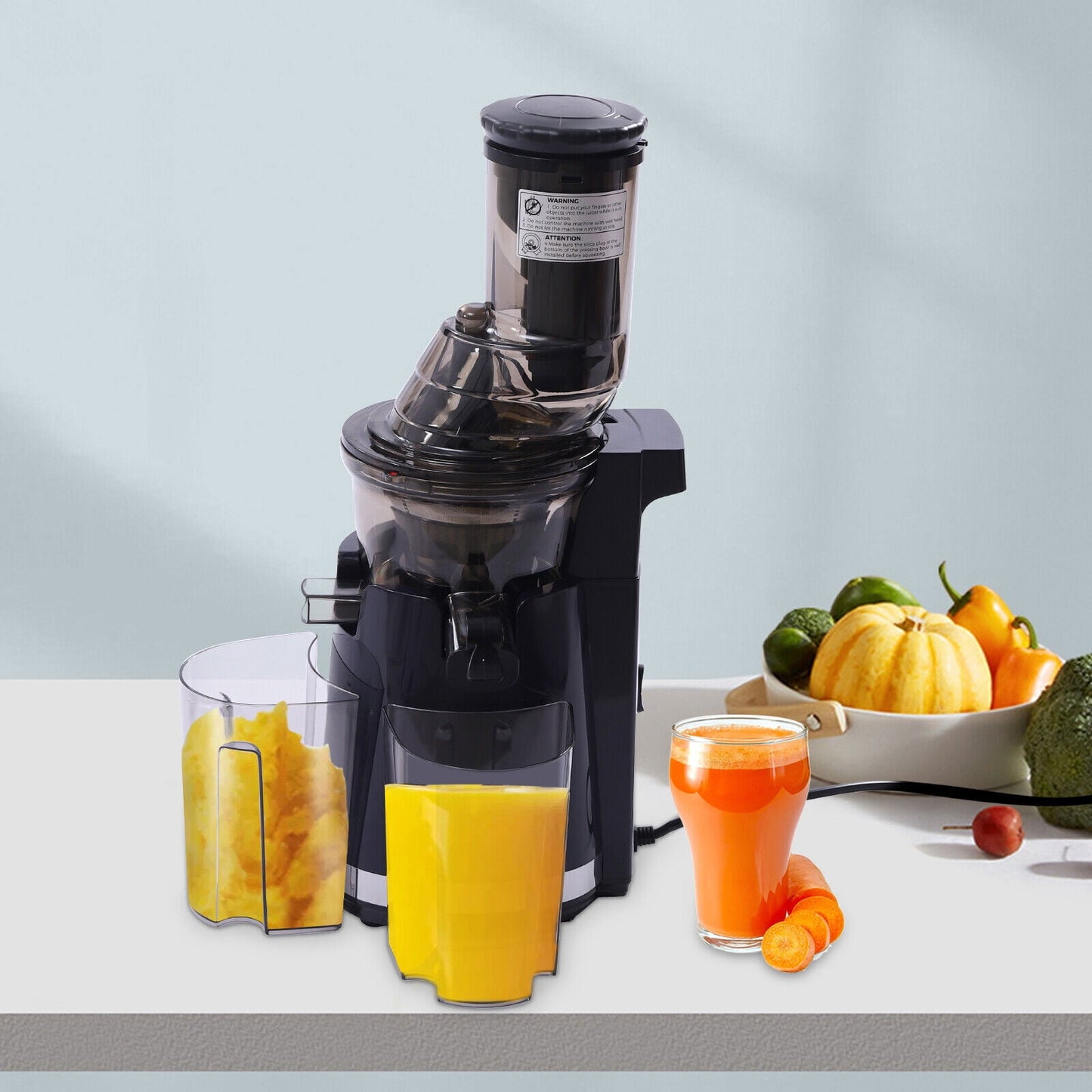 110v Kitchen Quiet Slow Juicer, Masticating Juicer Machine Cold Press Extractor 250w AJM-400B 45rpm