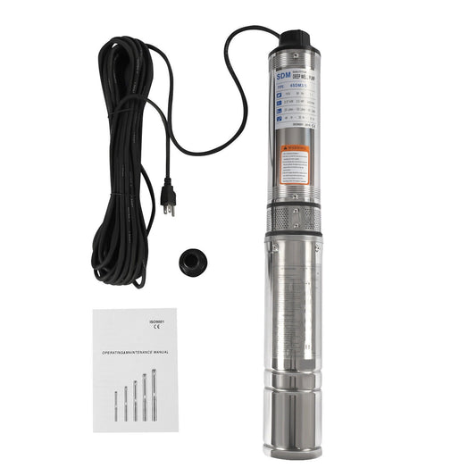 110v Submersible Deep Well Water Pump Stainless Steel Submersible Well Irrigation Pump