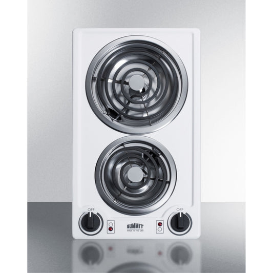 115V 2-burner coil cooktop in white, made in the USA