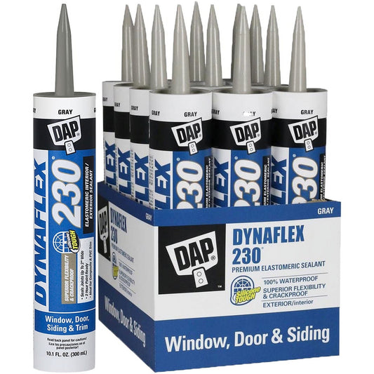 12 Pack of 10.1 oz Dap 18301 Dynaflex 230 Gray Premium Window, Door, and Trim Sealant