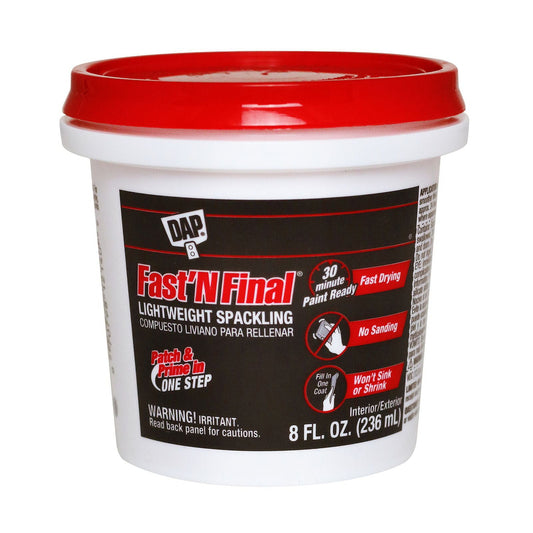 12 Pc, Dap Fast 'N Final Ready To Use White Lightweight Spackling Compound 8 Oz