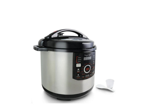 12 Qt. Black and Silver Electric Pressure Cooker with Automatic Shut-Off and Keep Warm Setting