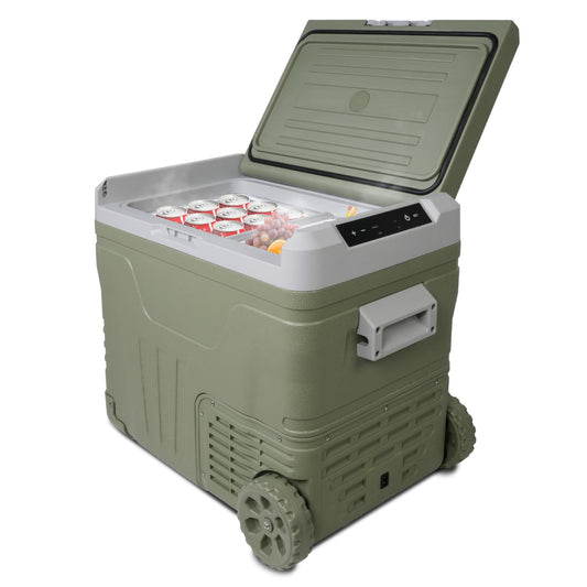 12 Volt Car Refrigerator, 45.4 Quart Portable Freezer Electric Cooler with 12V/24V DC, 100-240V AC, -4¡ãF to 68¡ãF, Compact Compressor for Car, RV, Camping, Travel, Fishing, Outdoor or Home, Green