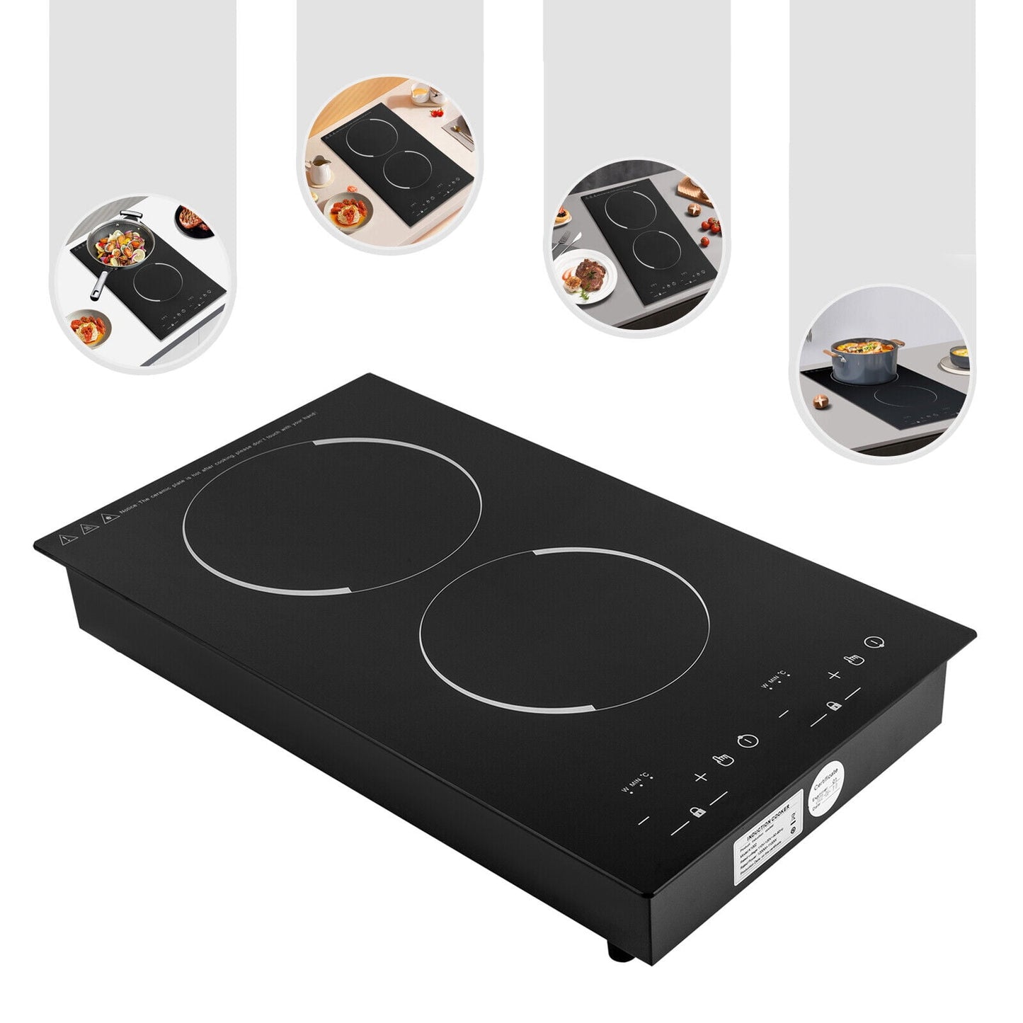 110V Induction Cooktop 2-Burners Electric Countertop Dual Cooker Burner Stove