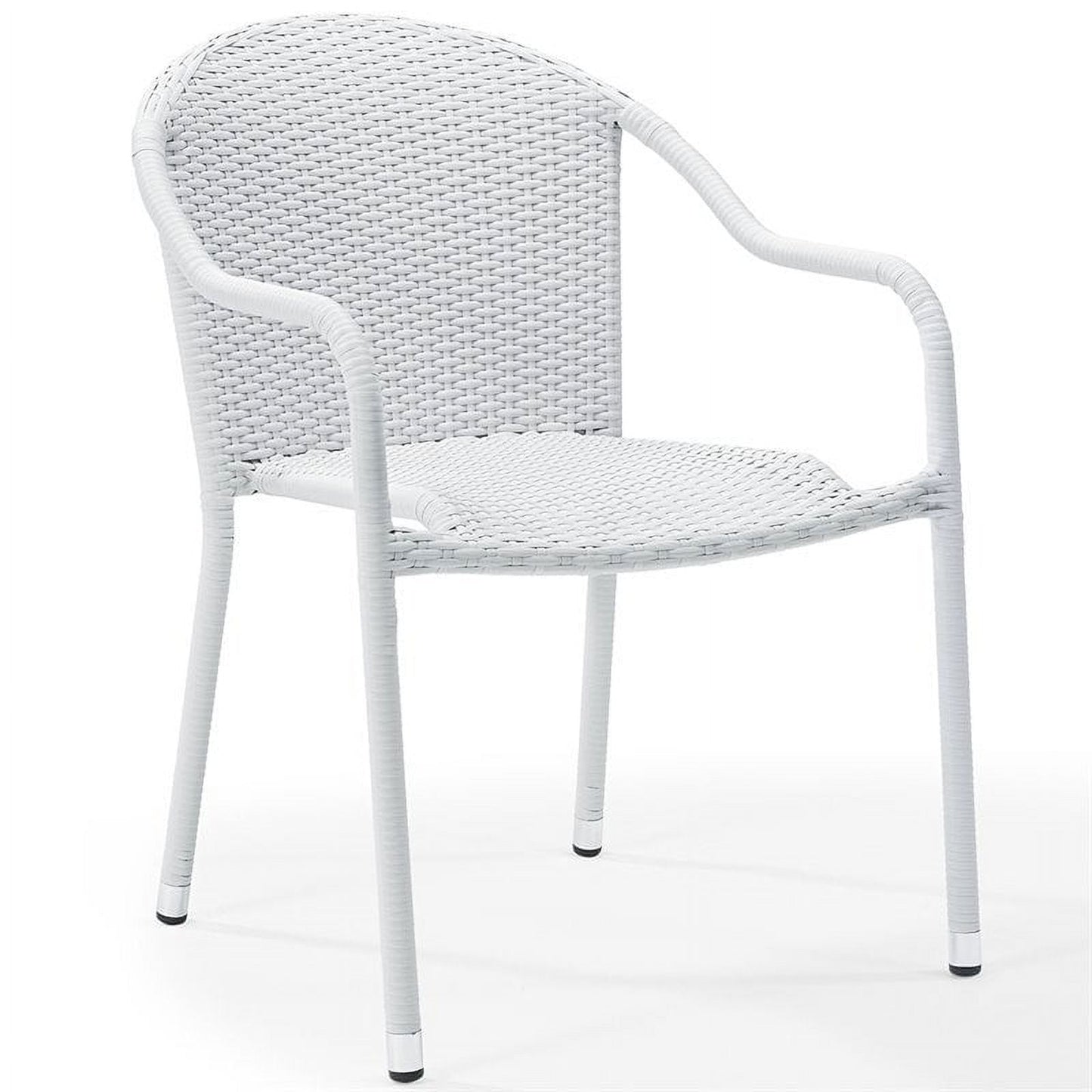 Pemberly Row Outdoor All Weather Wicker Resin Patio Stackable Chair in White (Set of 4)