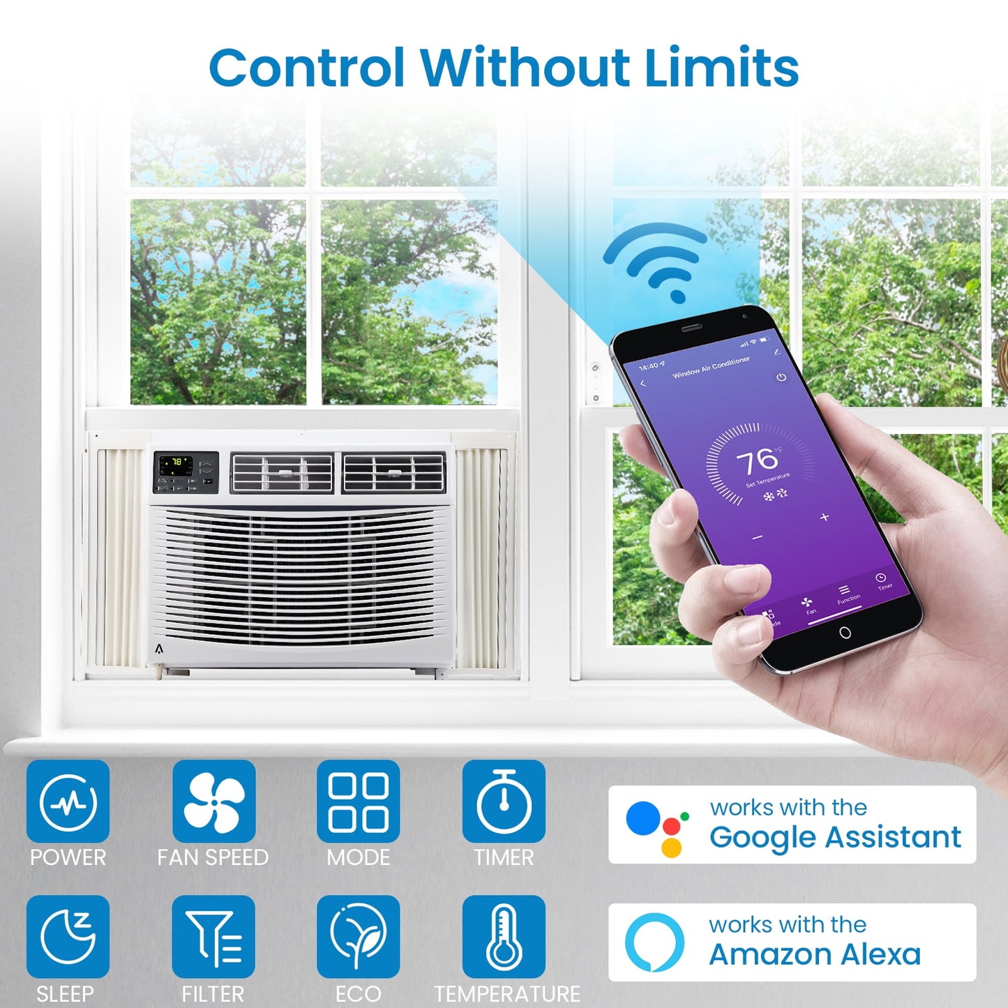 Patikuin 10,000 BTU Window-Mounted Air Conditioner 115V with Remote/APP Control and ECO Mode