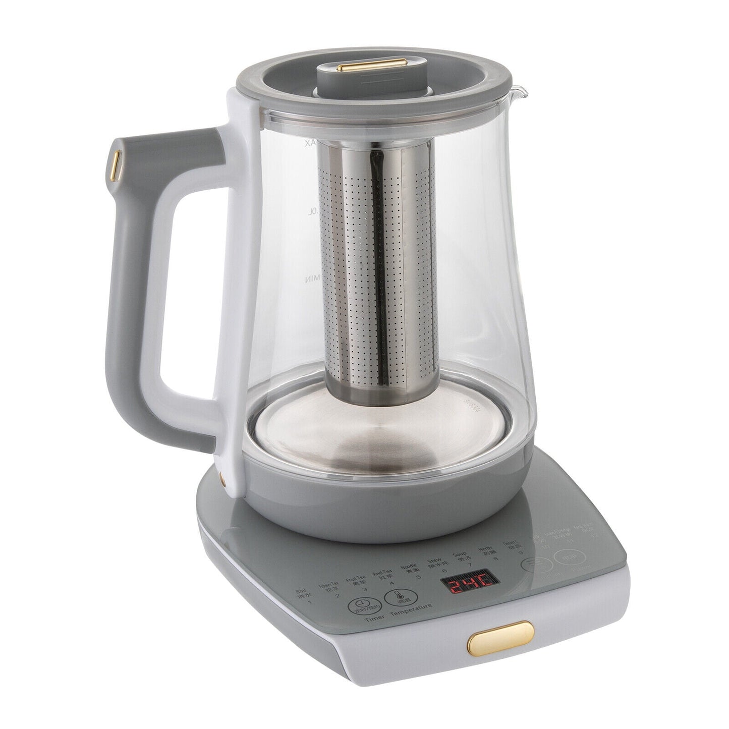 1.8L/0.48gal 800W Electric Kettle Glass Water Boiler Fast Boiling Tea Kettle Stainless Steel 40-90¡ãC/104-194¡ãF