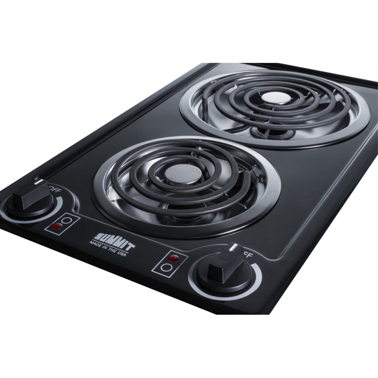 115V 2-burner coil cooktop in black, made in the USA