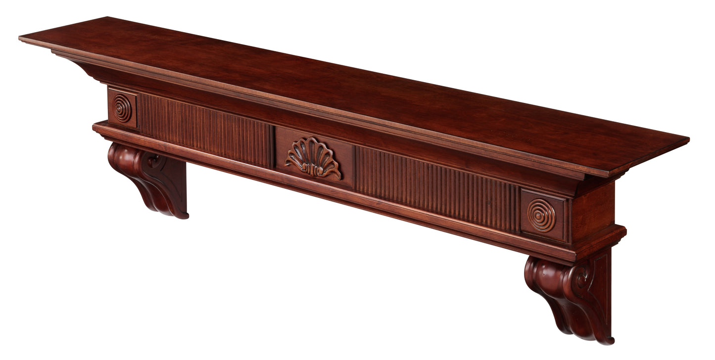 Pearl Mantels Devonshire Traditional Premium Wood Mantel Shelf, Lightly Distressed Cherry Finish, 60'L & 9'D, Versatile Hanging Choices, with or without Corbels (Included)