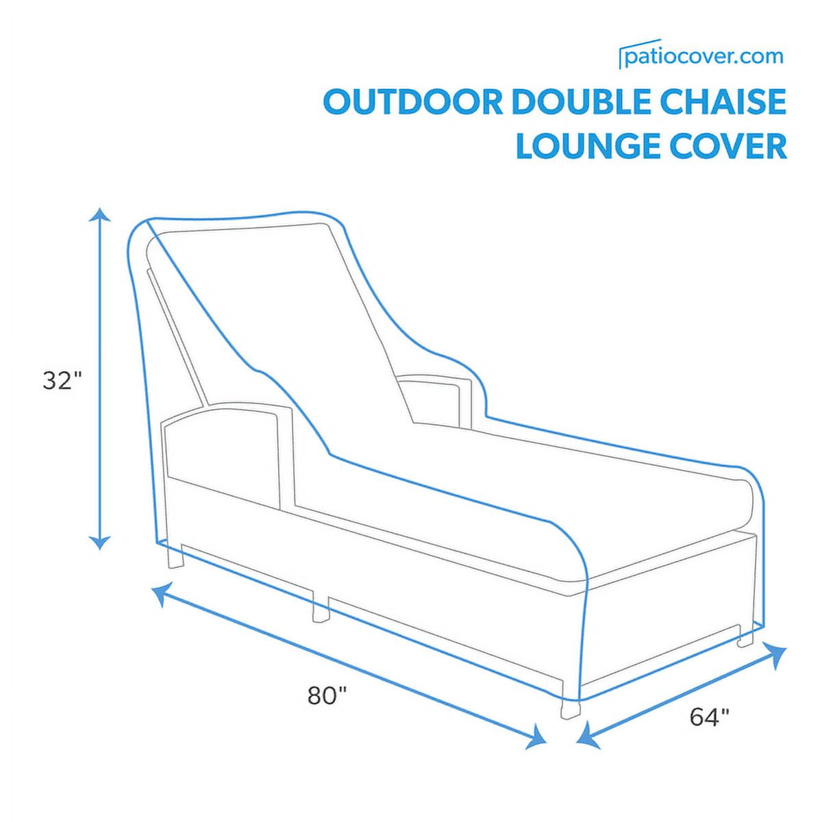 Patio Waterproof Chaise Lounge Cover - Outdoor Patio Chaise Lounge Washable - Heavy Duty Furniture 80 Inch Double Chaise Cover