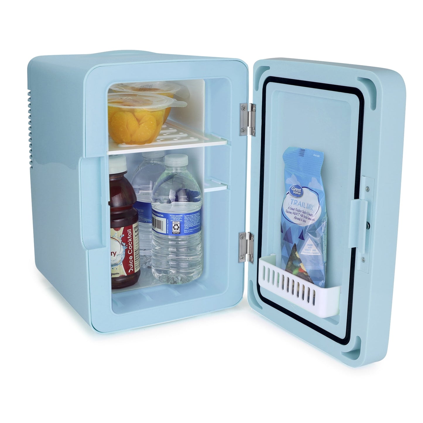 Personal Chiller Mini Fridge with LED Lighted Mirror Door, Blue