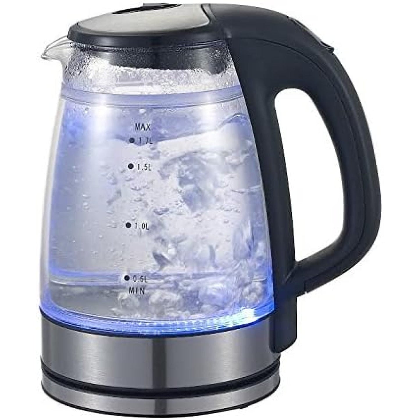 1.7L Double Glass Wall Electric Kettle with LED Indicator, Built in Cord Storage, 1500W Concealed Stainless Steel Heating , Safety Cool Touch Housing and Boil-Dry Protection