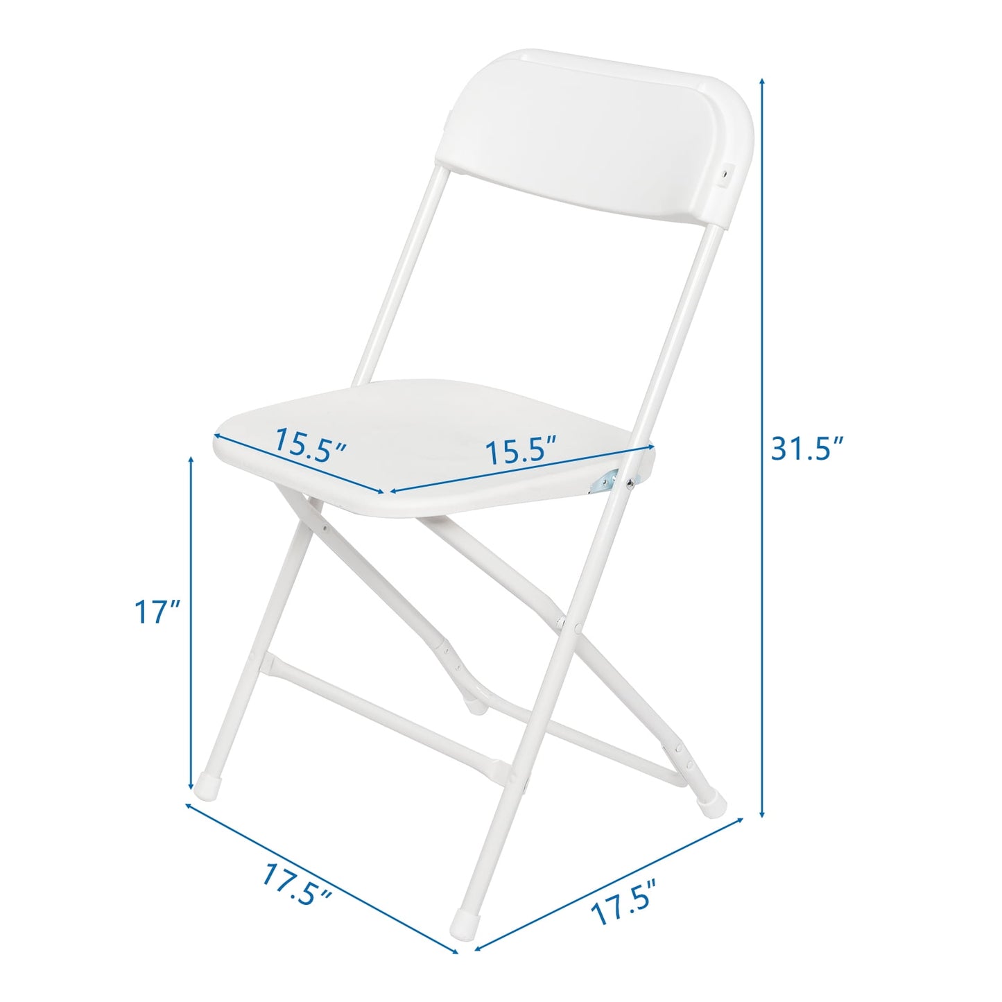 10 Pack White Plastic Folding Chair, Indoor Outdoor Portable Stackable Commercial Seat with Steel Frame 350lb. Capacity for Events Office Wedding Party Picnic Kitchen Dining