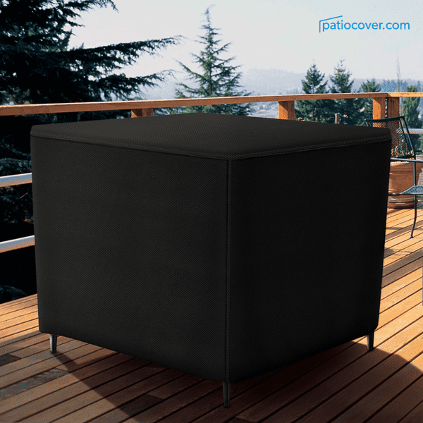 Patio Large Waterproof Ottoman Cover - Outdoor Square Side Table Covers - Patio Ottoman Washable Cover - Heavy Duty Furniture 36 Inch Black