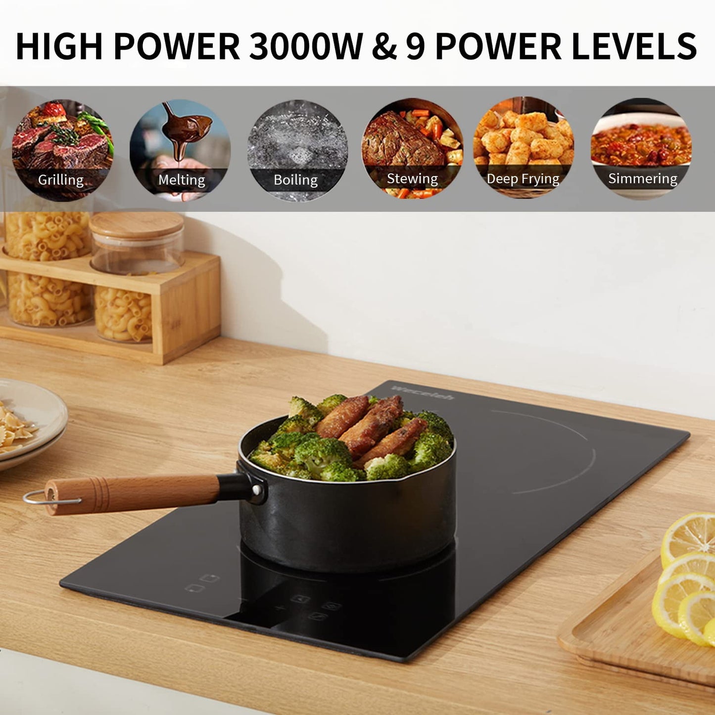 12 inch Electric Cooktop, 2 Burner Electric Stove, 220V, 3000W (No Plug)