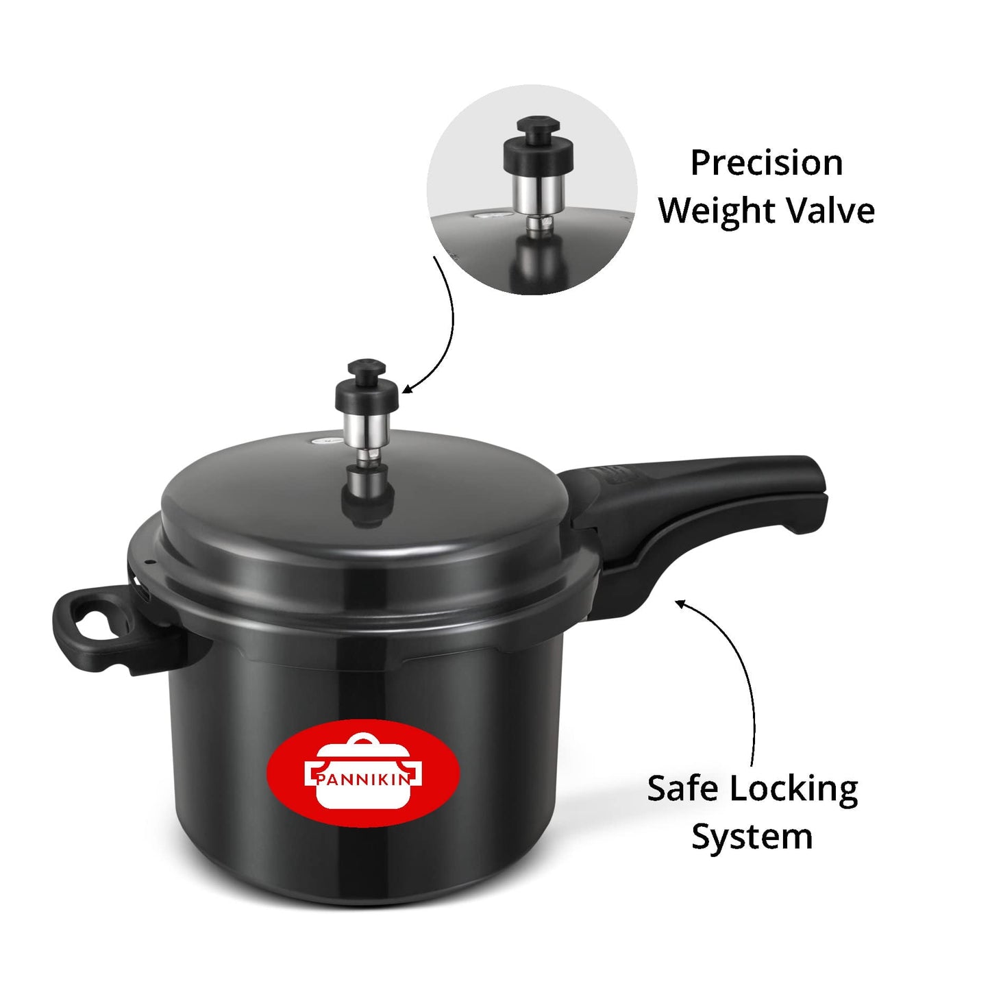 Pannikin Hard Anodised Plus Pressure Cookers With Induction Base (Black) 'Isi And Bis Certified Pressure Cooker' (5 Litre)