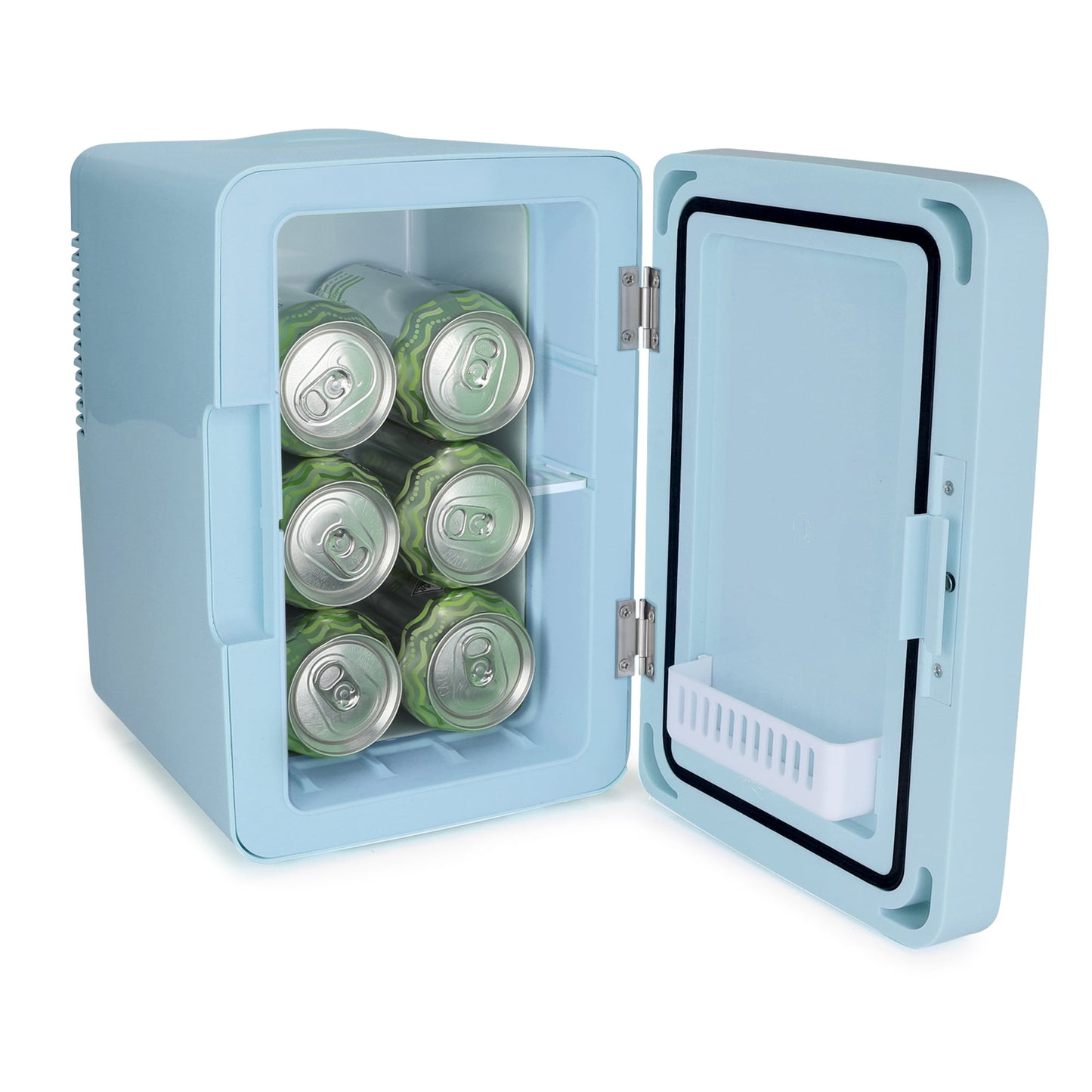 Personal Chiller Mini Fridge with LED Lighted Mirror Door, Blue