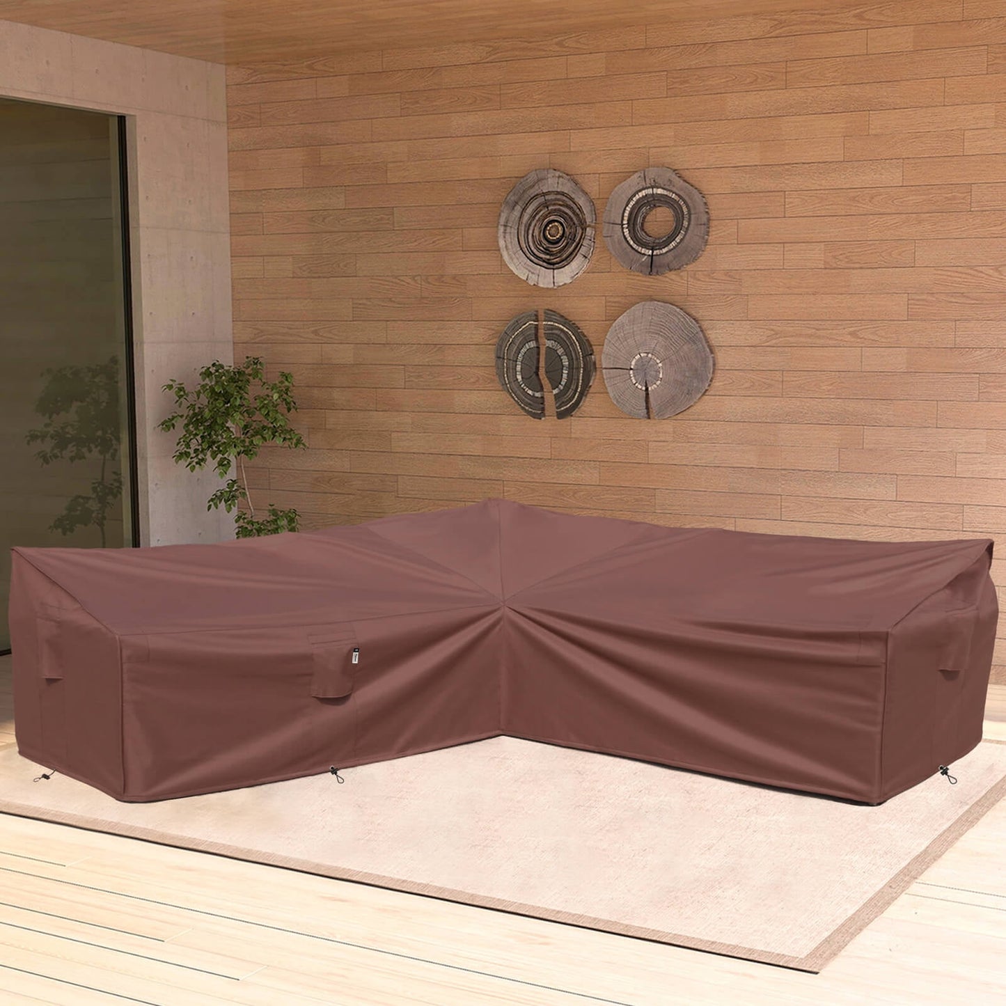 Patio Furniture Cover,Outdoor Sectional Cover, 115&#34;x115 V-Shaped Waterproof 600D Patio Couch Sofa Cover, Lawn Outside Patio Furniture Winter Cover