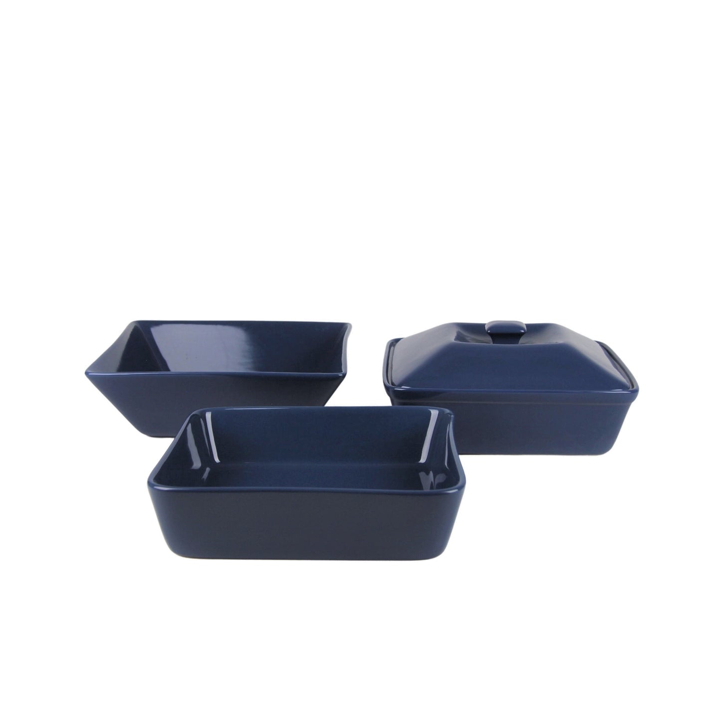 10 Strawberry Street Nova Square 45 Piece Stoneware Dinnerware Set, Dark Blue