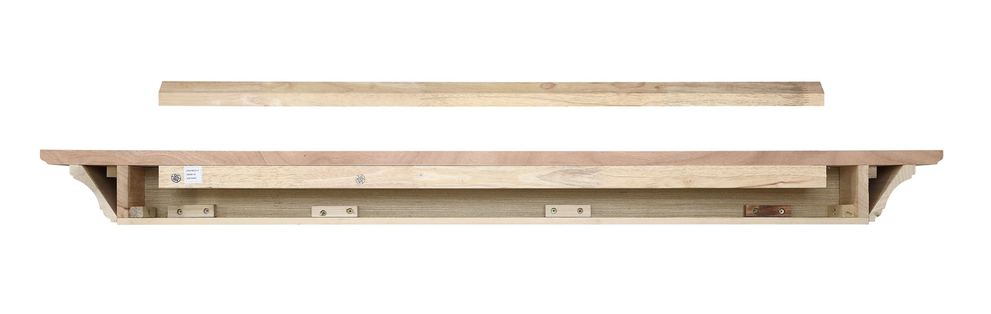 Pearl Mantels Homestead Traditional Premium Wood Mantel Shelf, Unfinished, Paint and Stain Grade, 60'L x 10'D x 5'H