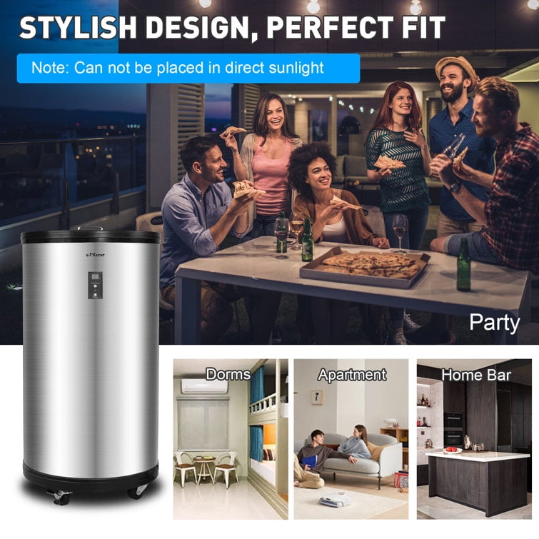 1.8 Cu. Ft Beverage Refrigerator and Cooler with LCD Display, Portable Freestanding Cooler Fridge with 4 Universal Wheels, 2 Removable Baskets for Soda, Beer or Wine, Suitable for Home, Bar, Apartment