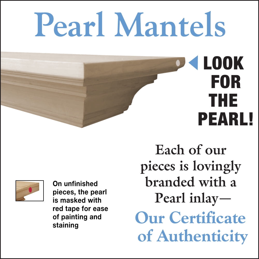 Pearl Mantels Homestead Traditional Premium Wood Mantel Shelf, Unfinished, Paint and Stain Grade, 60'L x 10'D x 5'H