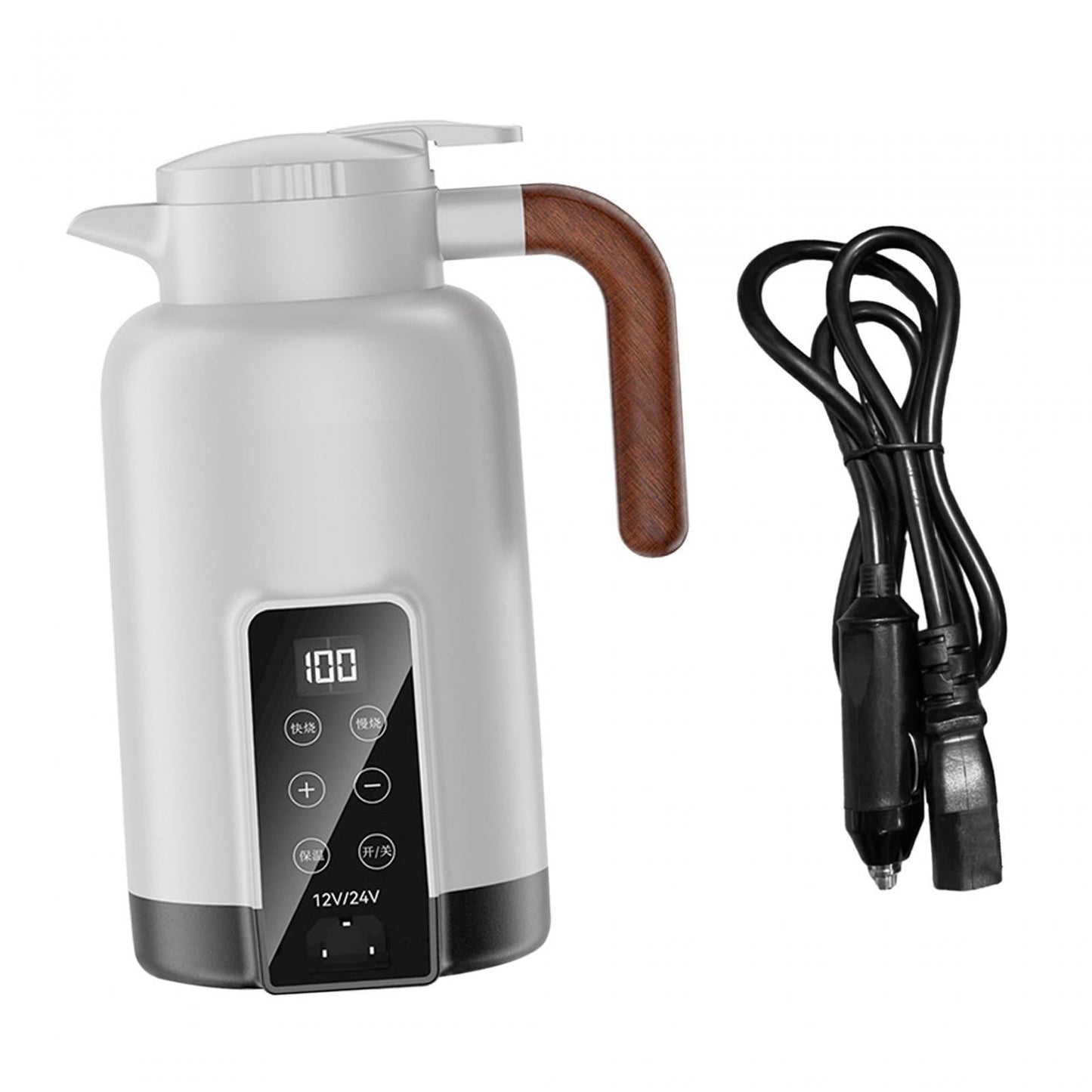 perfk Car Heating Cup 1.3L Auto Heating Kettle for Tea Heating Water Beverage White