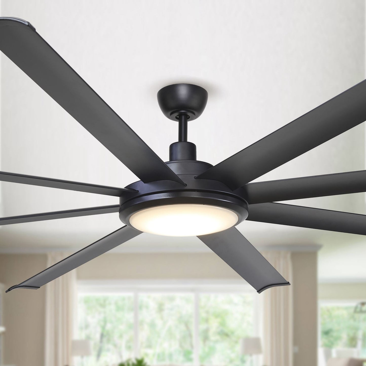 Parrot Uncle 75-inch Larger Black Aluminum 8-Blade LED Ceiling Fan with Remote