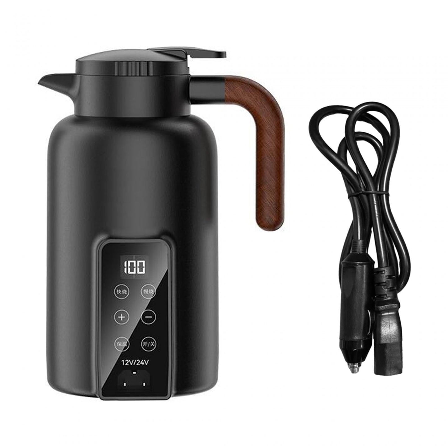 perfk Car Heating Cup 1.3L Auto Heating Kettle for Tea Heating Water Beverage Black