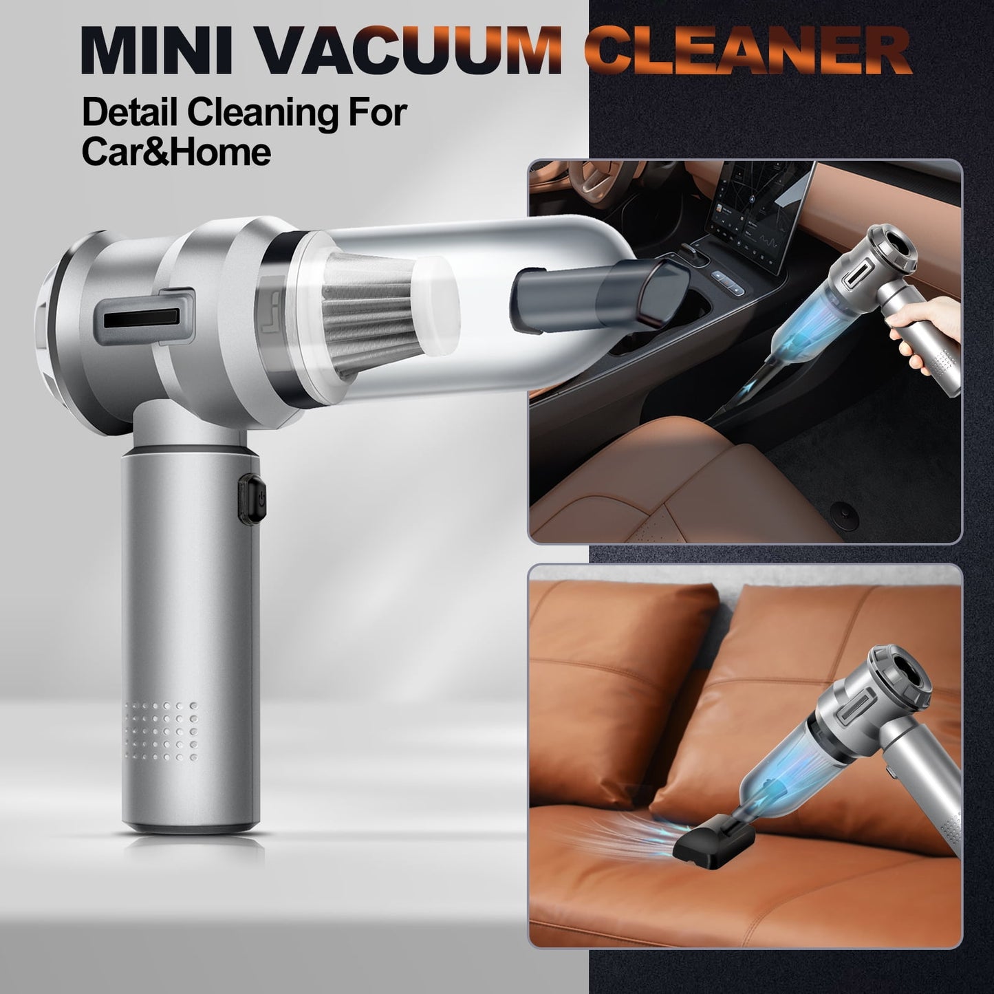 PeroBuno Handheld Vacuum Cordless, 18000PA Powerful Suction Rechargeable Car Vacuum with 3 Gear, 35 Mins Runtime, 2 in 1 Portable Vacuum & Air Duster, New