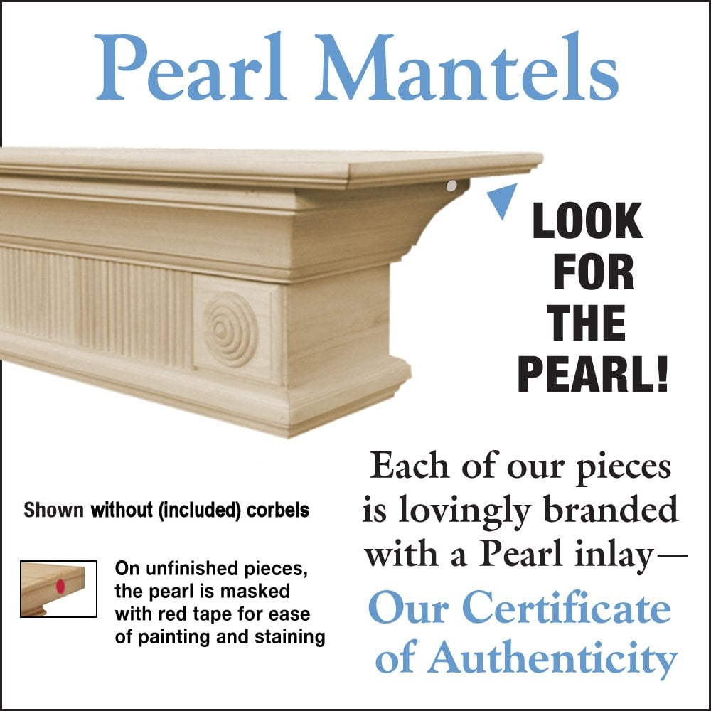 Pearl Mantels Devonshire Traditional Premium Wood Mantel Shelf, Unfinished, Paint And Stain Grade, 60'L & 9'D, Versatile Hanging Choices, With Or Without Corbels (Included)