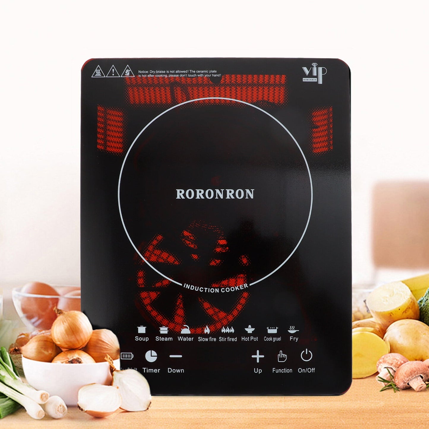 1000W 110V Portable Induction Cooktop Multi-function Electric Countertop Single Burner with Touch Screen Sensor,Timer