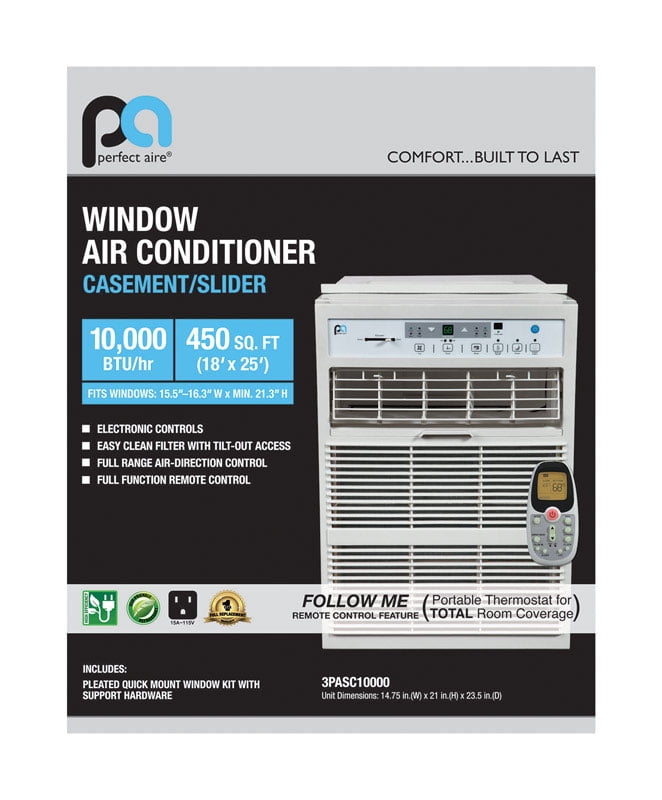 Perfect Aire 3PASC10000 10,000 BTU 115V Slider/Casement Window Air Conditioner with Remote Control