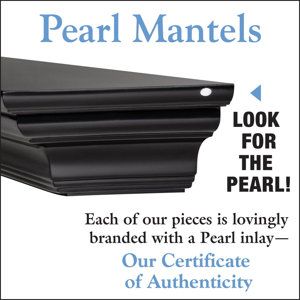 Pearl Mantels Crestwood Clean, Sophisticated Premium Black MDF Mantel Shelf, 48'L x 10'D x 5'H, Precision Black Paint