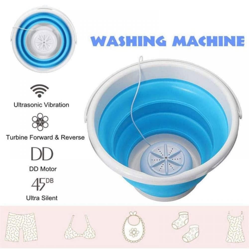 10L Foldable Mini Washing Machine, Portable Laundry Tub USB Powered Ultrasonic Turbine Washer by for Socks Underwear