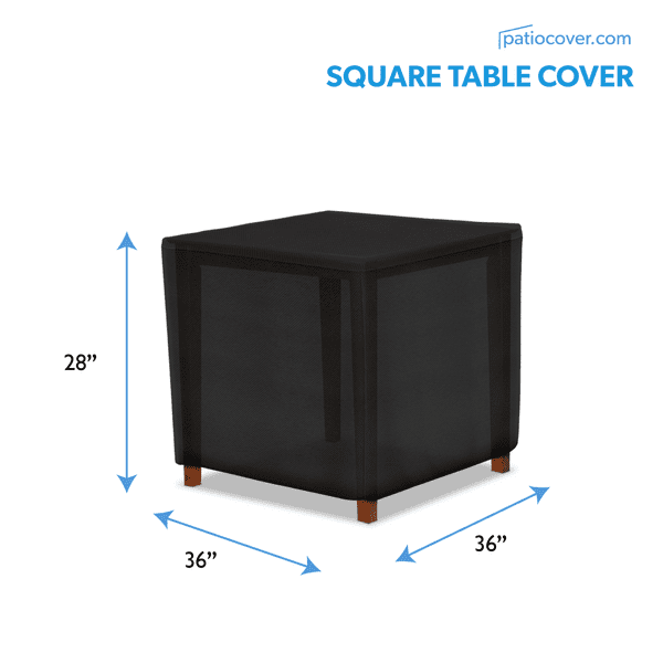 Patio Large Waterproof Ottoman Cover - Outdoor Square Side Table Covers - Patio Ottoman Washable Cover - Heavy Duty Furniture 36 Inch Black