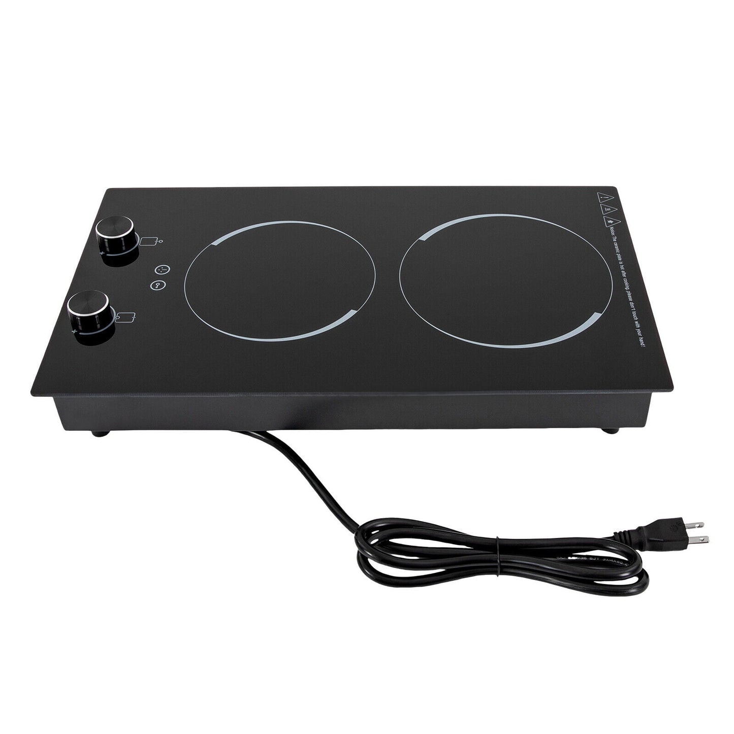 110V Electric Double Induction Cooktop 2-Burner Electric Induction Cooktop Stove Top Touch Control with Child Lock Black DT2W-1 1200W+900W