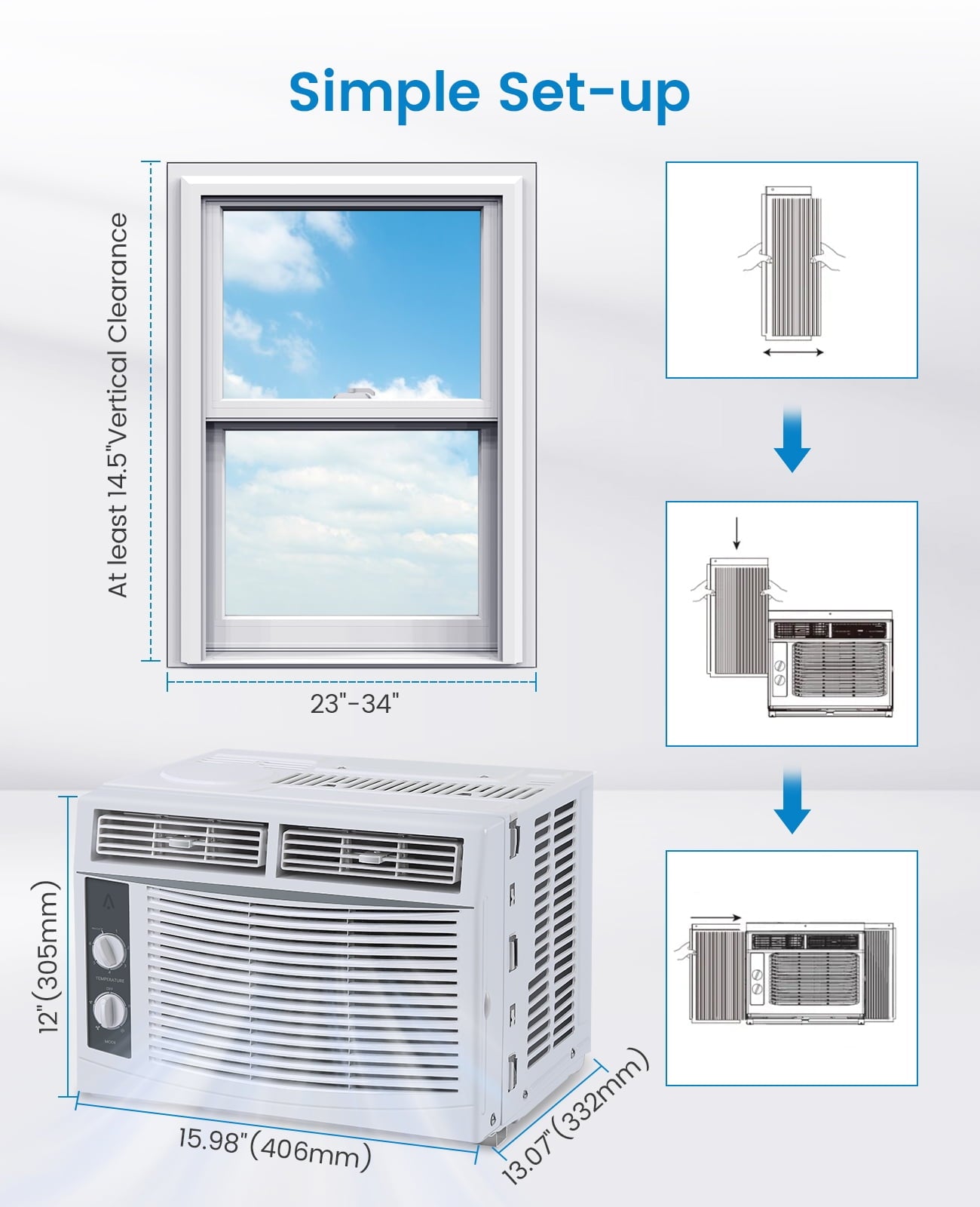 Patikuin 5,000 BTU Window-Mounted Air Conditioner 115V with Remote/APP Control and ECO Mode