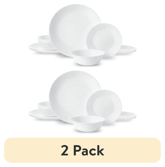 (2 pack) Corelle?- Winter Frost White, Round 12-Piece Dinnerware Set