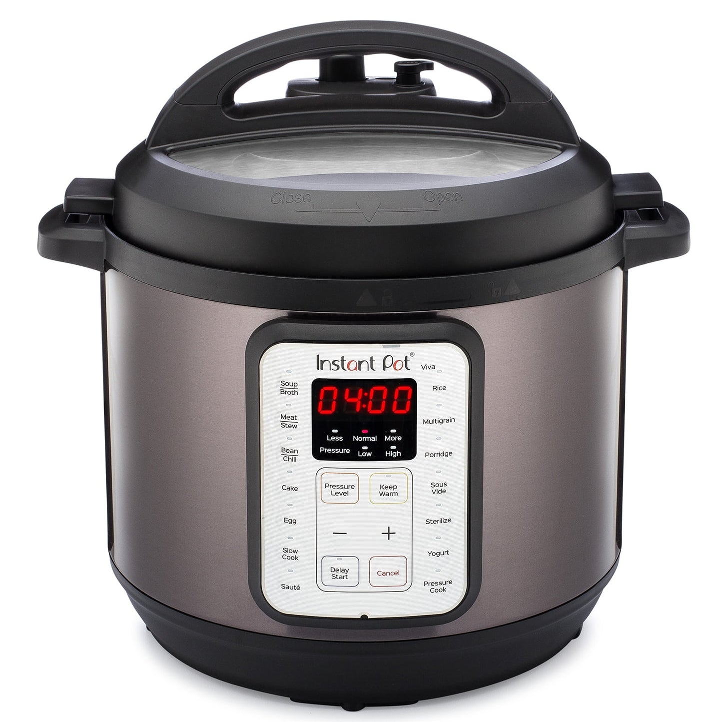 Instant Pot, 8-Quart Viva Pressure Cooker, 9-in-1 Slow Cooker, Yogurt Maker, Food Steamer, Rice Maker, Black Stainless Steel