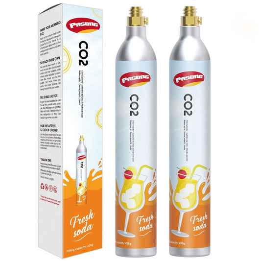 PASONG 60L Co2 Carbonator, 60L co2 Cylinder, Soda co2 Cartridges, 14.5oz, Set of 2