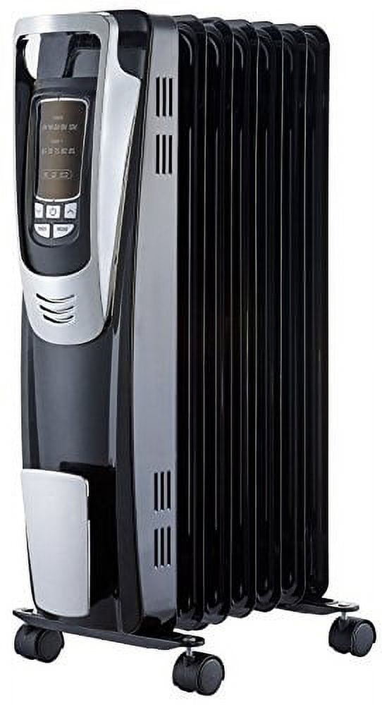 PELONIS Electric, 1500W Portable Oil-Filled Radiator Space Heater with Programmable Thermostat, Remote Control, and 10-Hour Timer for Home&Office, NY1507-14A, Black, 25.59' H x 9.84' D x 14.5' W